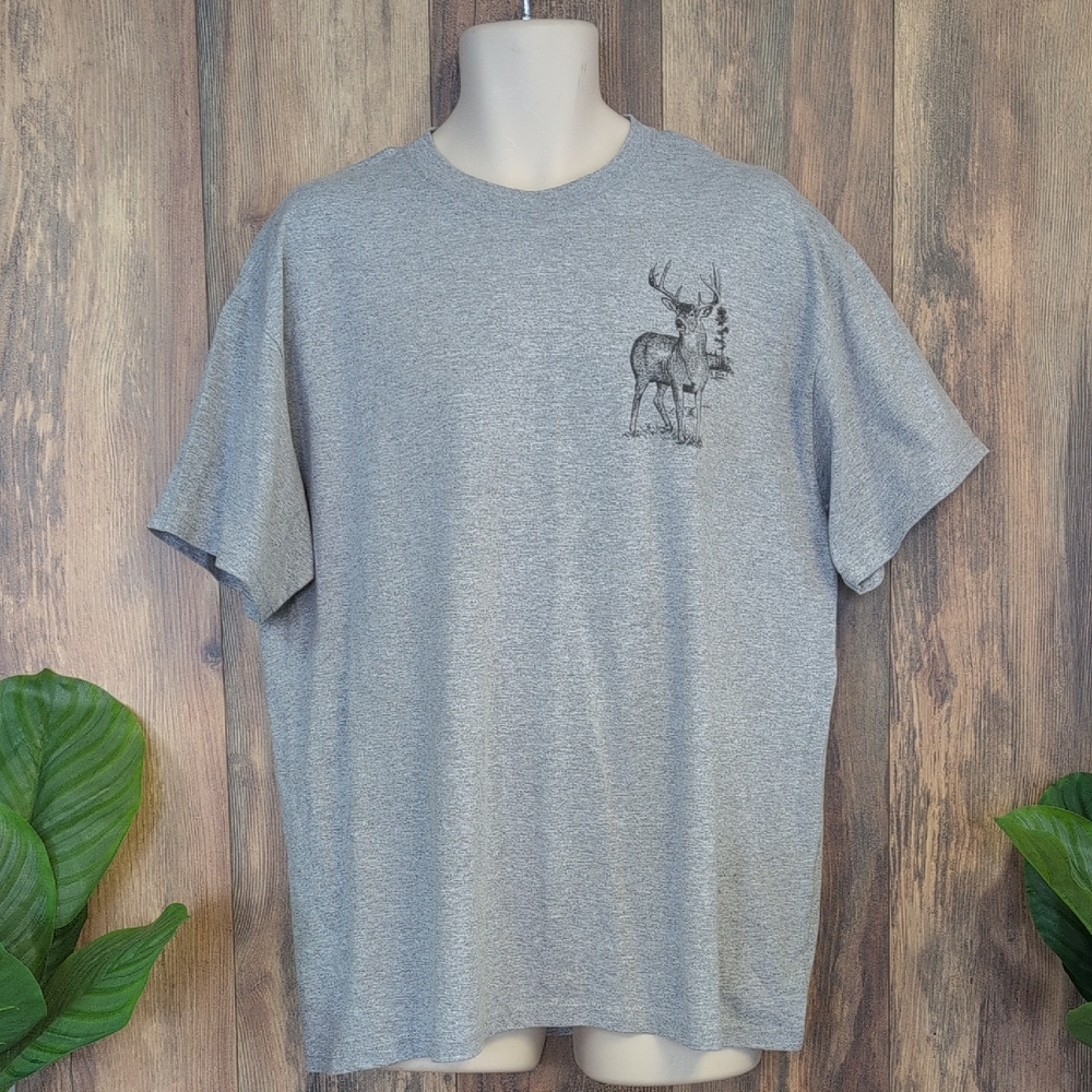 Fruit of the Loom Gray Deer Graphic Men's T-Shirt XL                P377